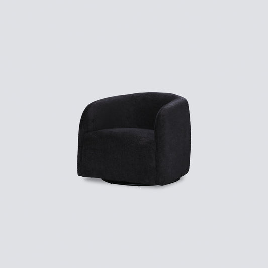 Fabric Black boucle swivel square chair soft armchair round lounge club chair modern style