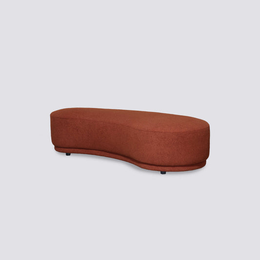 Long living room bench soft curved lounge bench red fabric